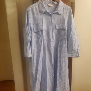 H&M Blue/White Stripe Button Down Shirt Dress